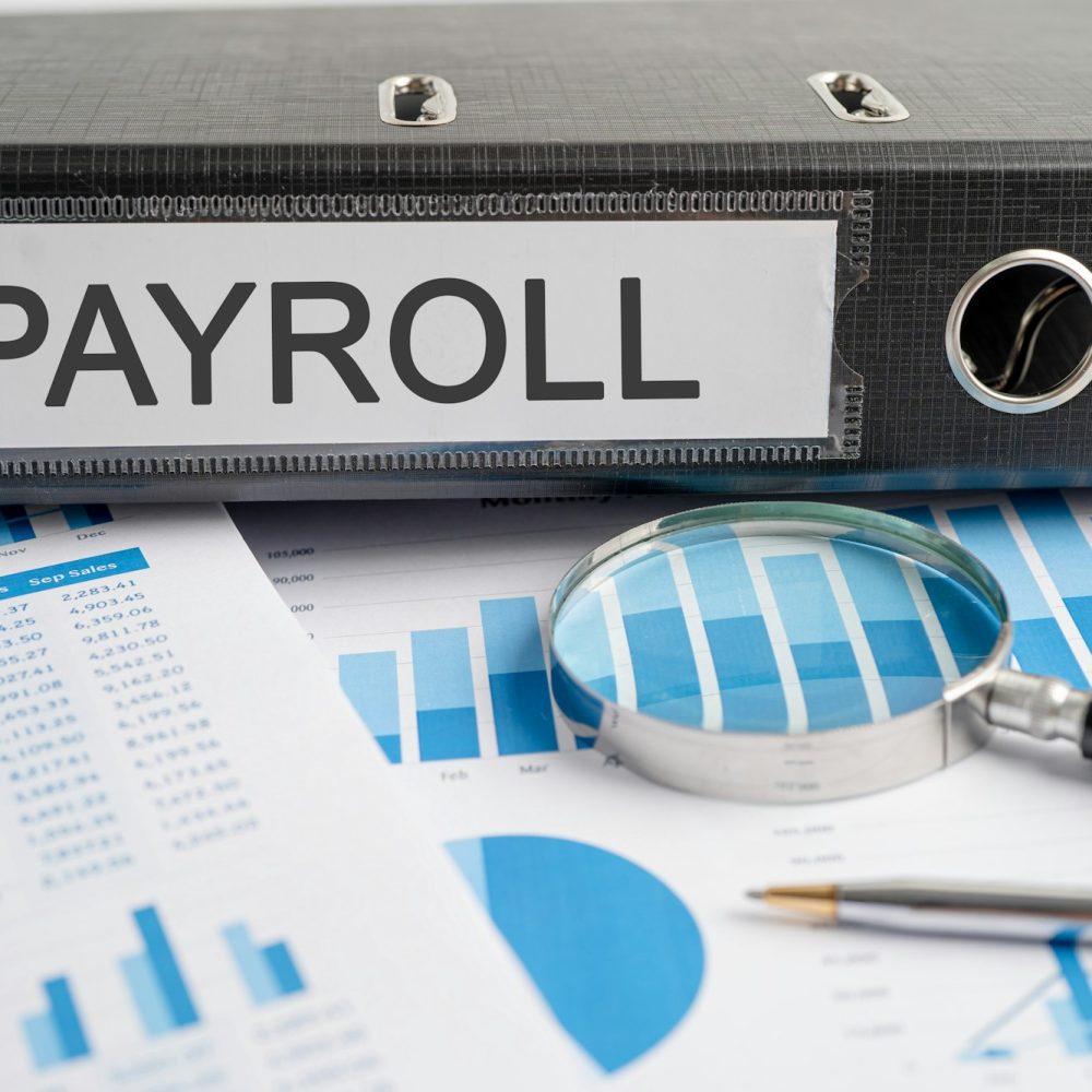 Asset Management. Binder data finance report business with graph analysis in office.